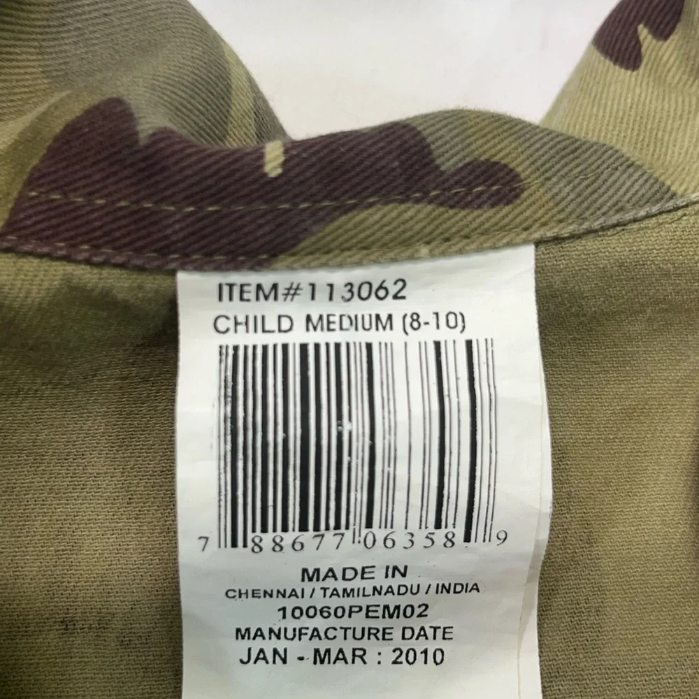 Vintage 2010 Collections Camouflage Military Jacket‎ Play Army Green Youth 8-10